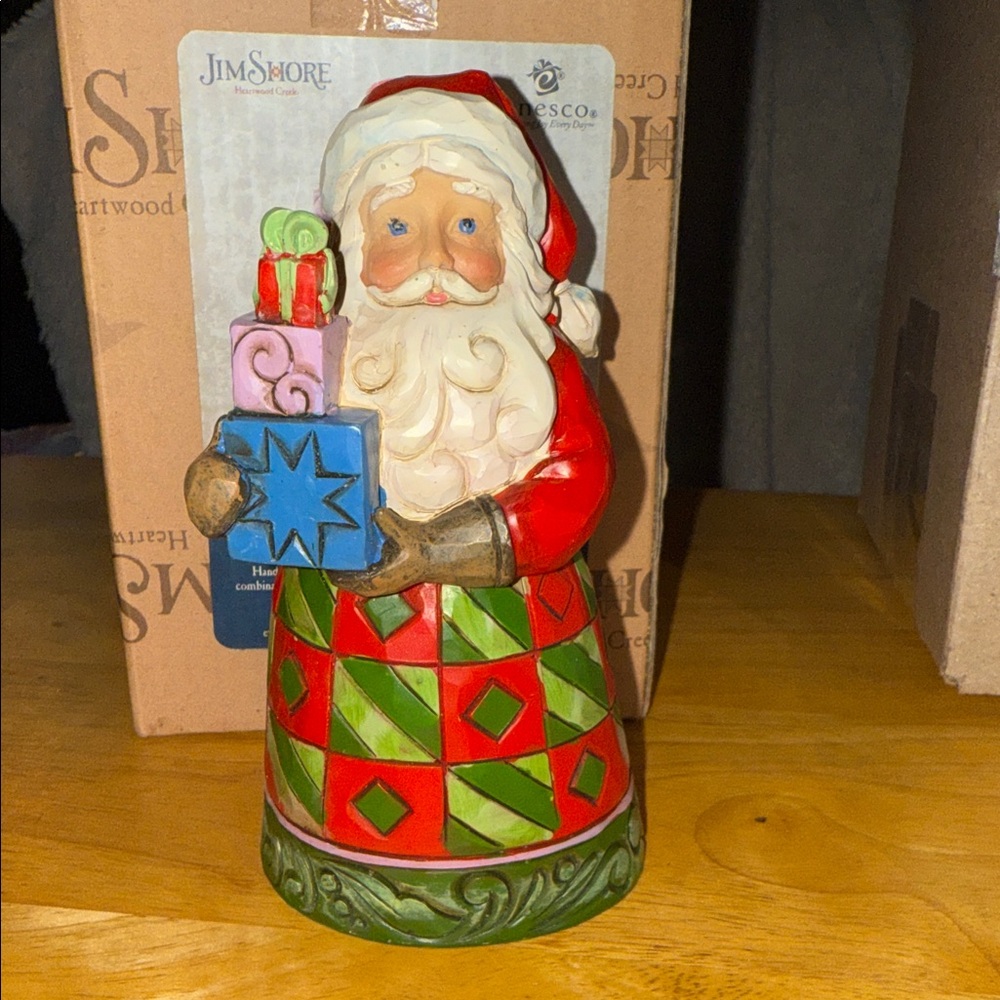 Jim Shore Festive Santa with Gifts in Red and Green
